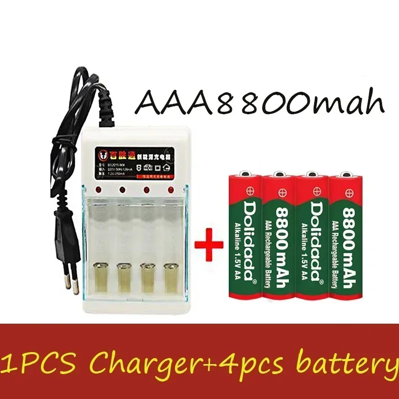 Rechargeable Battery Original AAA 1.5 V 8800 Mah Rechargeable New Alcalinas Drummey +1pcs 4-cell Battery Charger