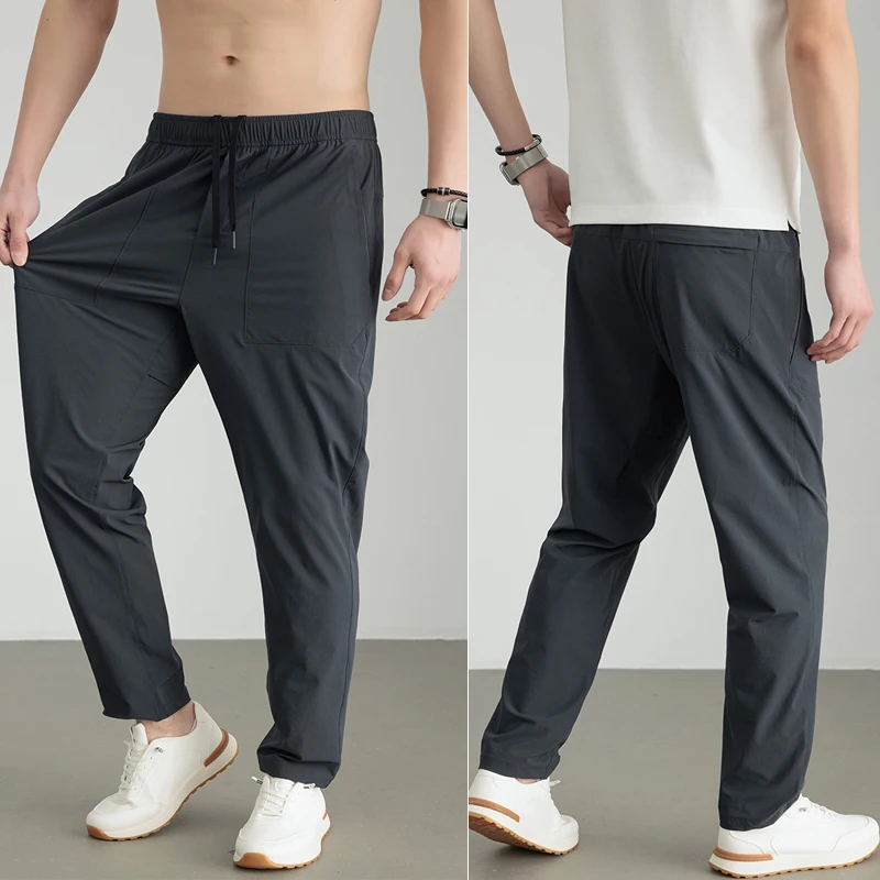 

Men Summer Drawstring Gym Shorts Sports Joggers Elastic Waist Workout Athletic Pants With Zipper Pockets Breathable Quick Dry