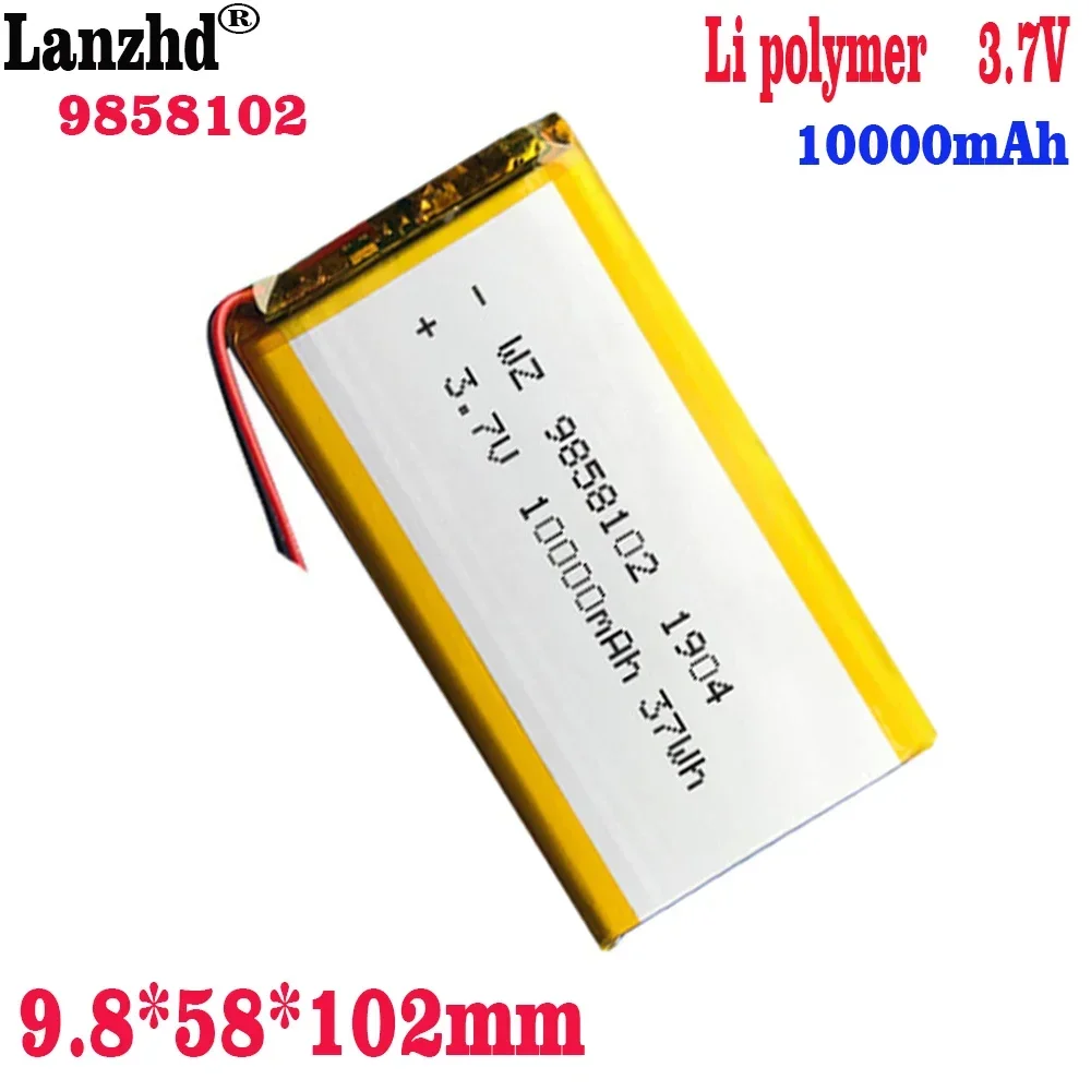 1-10PCS Li polymer lithium battery 3.8V 9858102 9.8*58*102mm 10000mAh For Xiaomi power bank navigator tablet MID Batterie 3.7V