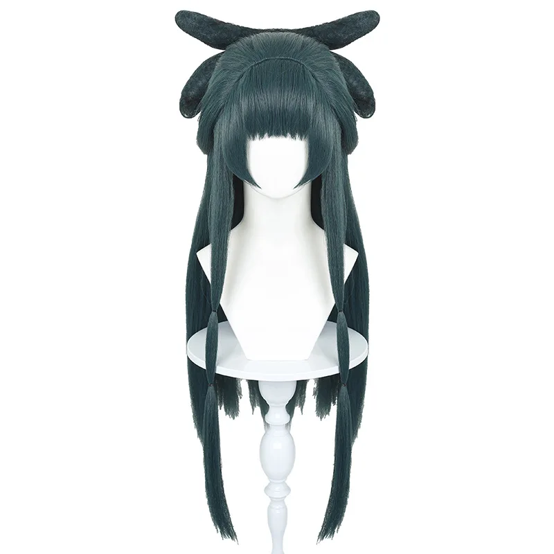 Maomao Western Capital Banquet Cosplay Wig Dark Green Ancient Style With Detachable Hair Buns for Women Halloween Costume