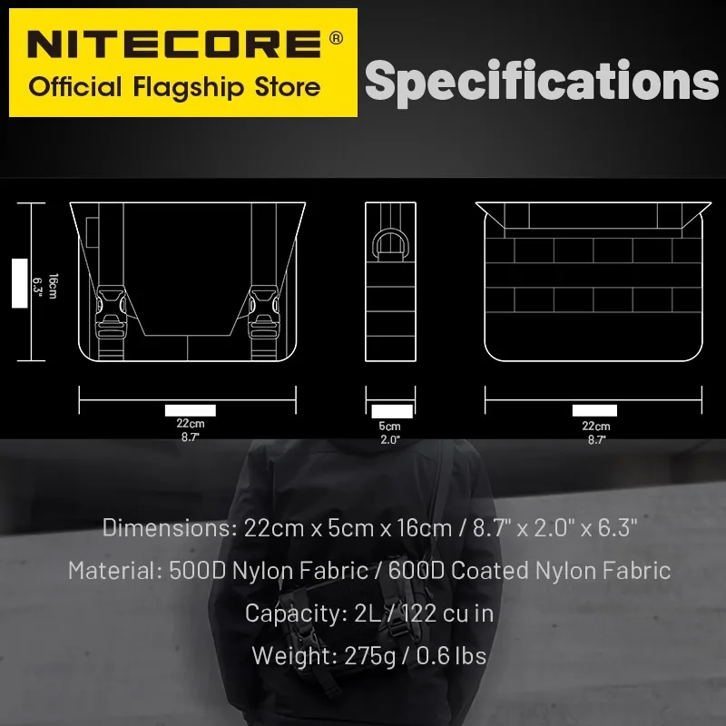 Nitecore-多機能ハンドストラップ,戦術的なチェストバッグ,ショルダーバッグ,iPhone,Xiaomi用