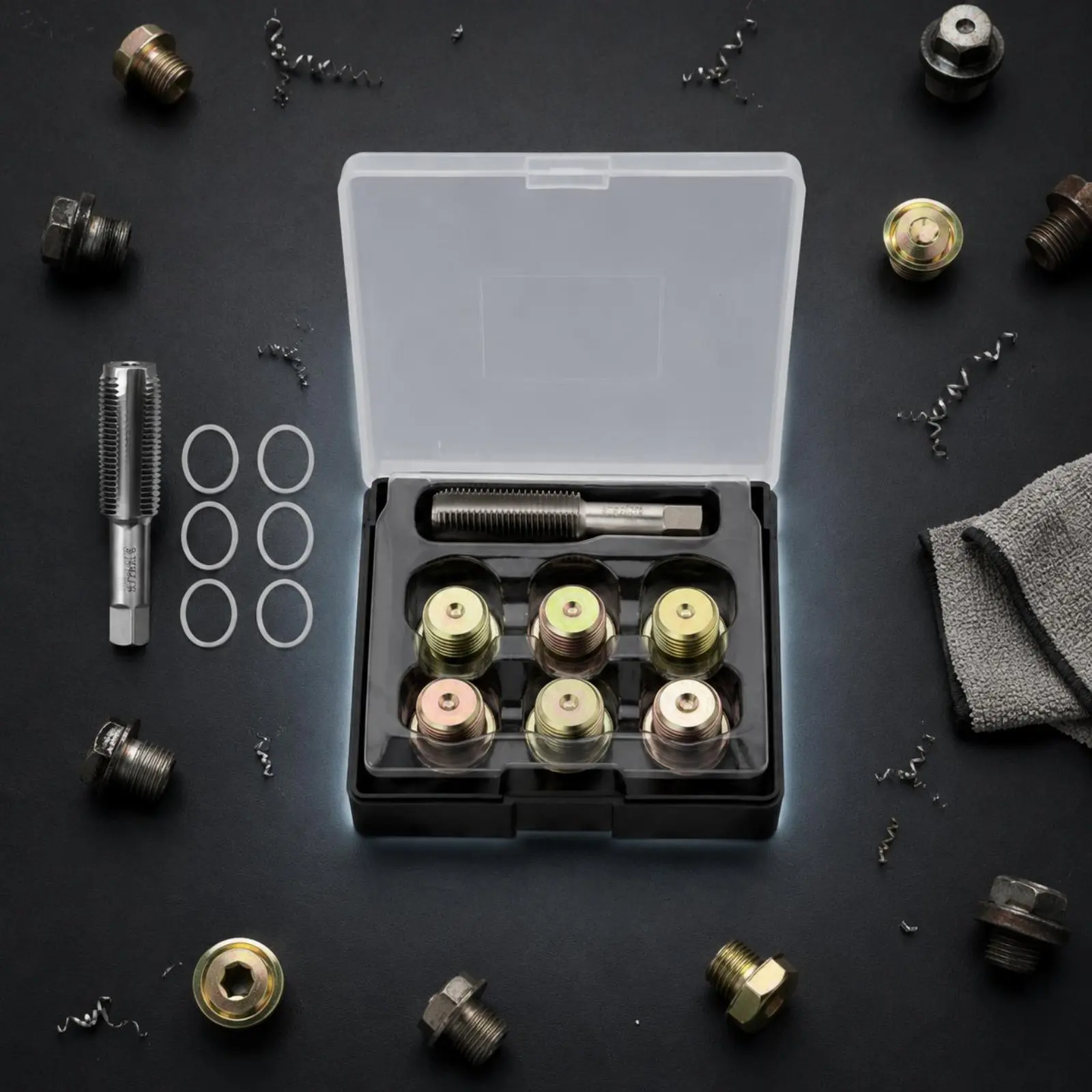 13 Pieces Oil Drain Plug Repair Kit Metric Universal Oil Pan Thread Repair Set Easy to Use Storage Case for DIY Mechanics view 6