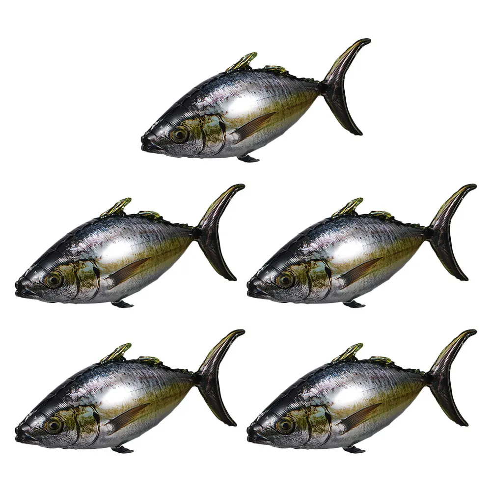 

5pcs Tuna Shaped Realistic Ocean Animal Party Decorations Aluminum Inflatable Reusable Lightweight Portable