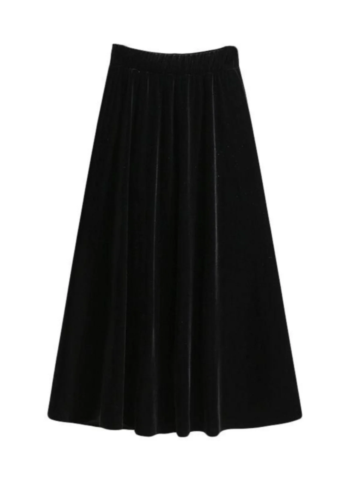 High Waist plus Size Velvet A-Line Midi Skirt for Women Autumn Winter Pear Shaped Body Hip Covering Elegant Office Commute Skirt 5