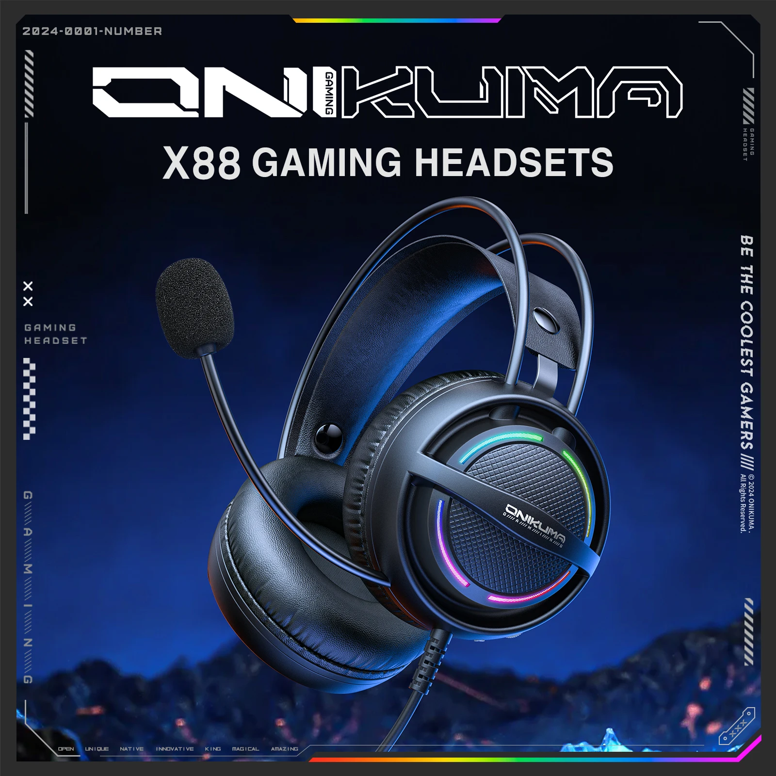 ONIKUMA NEW Headset 3.5mm Surround Stereo Gaming Headphones with Mic Soft Memory Earmuffs for PC Laptop X88