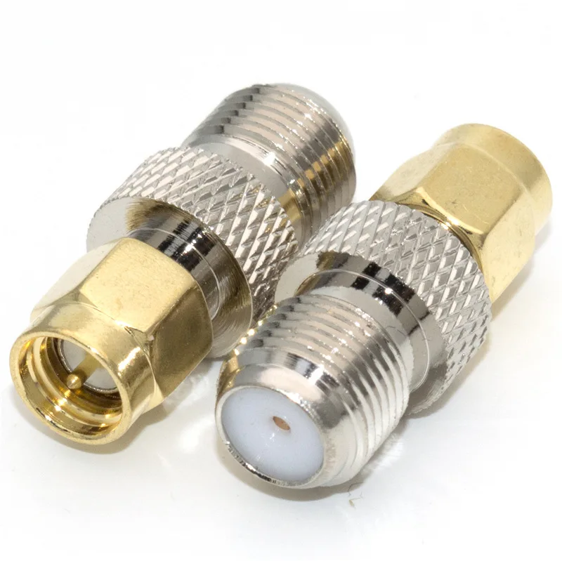 1PC SMA Male Plug to F Female Jack All Copper Adapter RF Coaxial Connector Straight