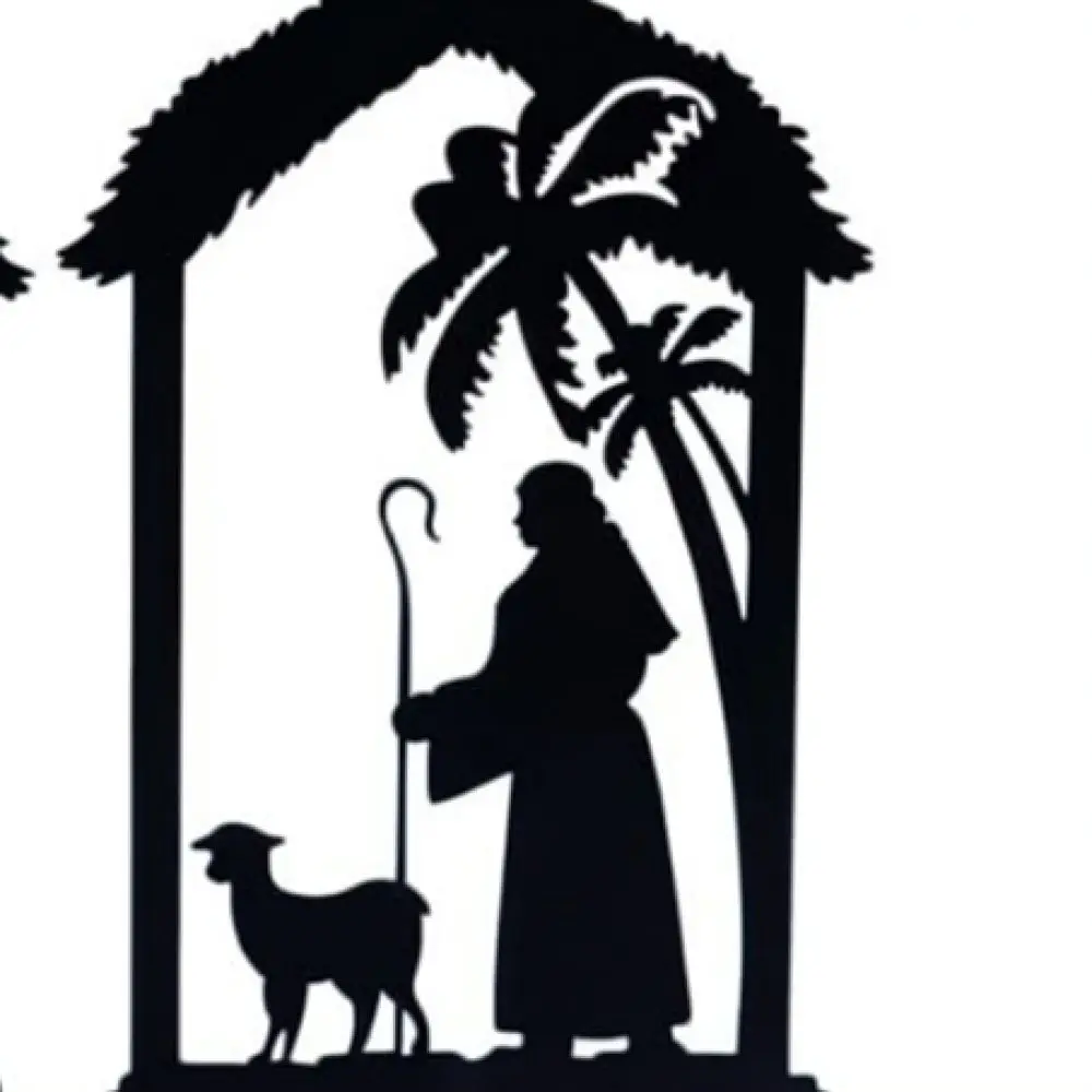 Festive Christmas Nativity Shadow Stake Metal Silhouette Outdoor Garden Yard Lawn Ornament Holiday Decor Landscape