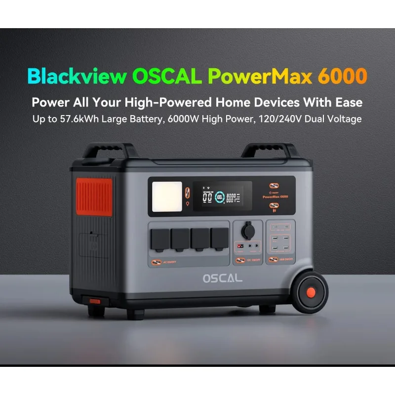 محطة طاقة محمولة Oscal PowerMax 6000 4 X AC (إجمالي 6000 وات) بطارية 3.6 كيلو وات في الساعة بنك طاقة متنقل للطوارئ للتخييم في الهواء الطلق #6