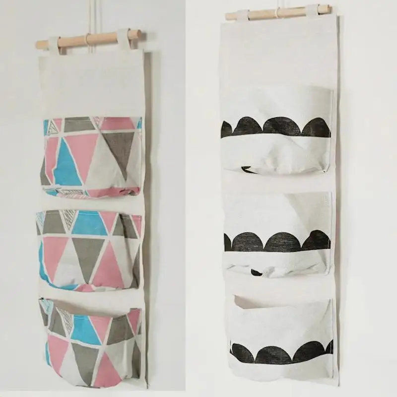 Multi Pocket Wall Hanging Storage Organizer Fabric Pocket Bag Hanging Phone Storage Pouch For Home Bedroom Bathroom Door