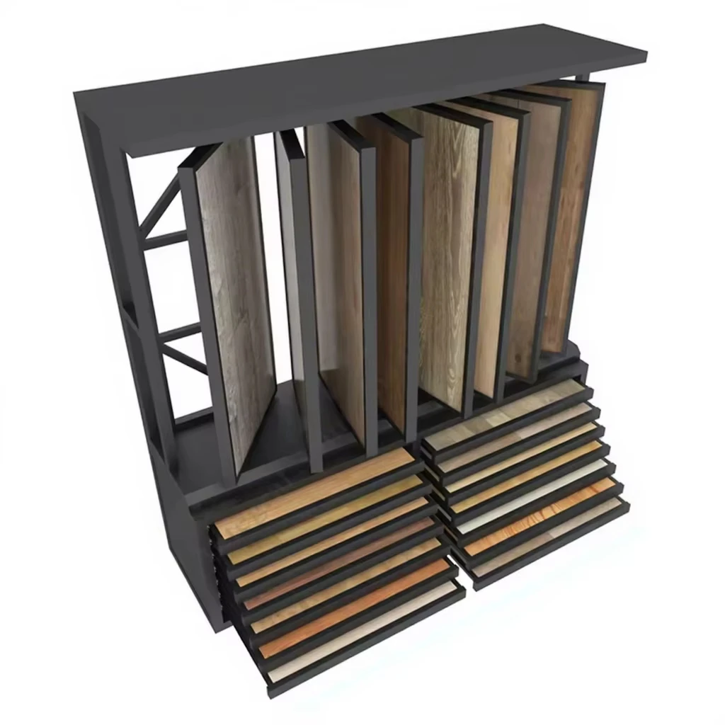 

&c BOYA Customized Size Ceramic Tile Display Stand with Adjustable Height Sliding for Showroom