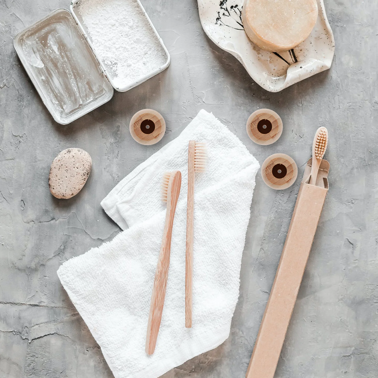 

6pcs Bamboo Toothbrush Holder Bathroom Storage Rack For Toothbrush Razor Stand Keeps Dry Simple Toilet Organizer Base