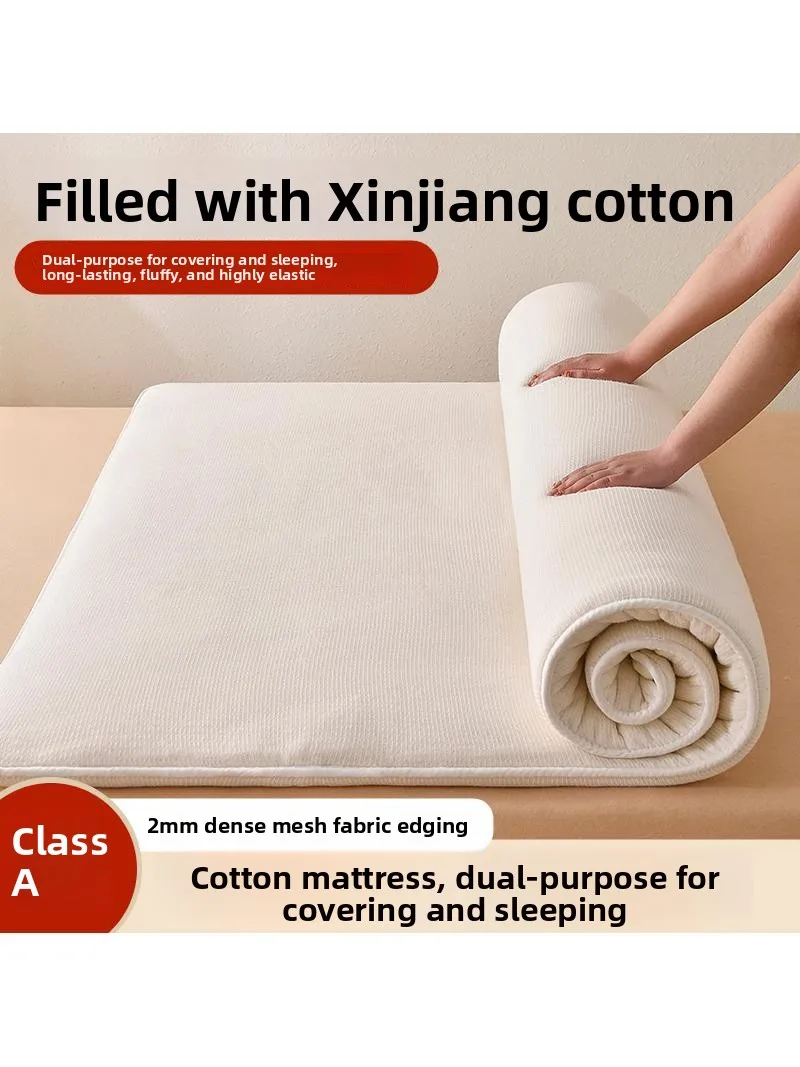 thickened-class-a-cotton-mattress-home-use-single-bed-quilt-core-dormitory-double-use-bedding-polyester-fiber-cover