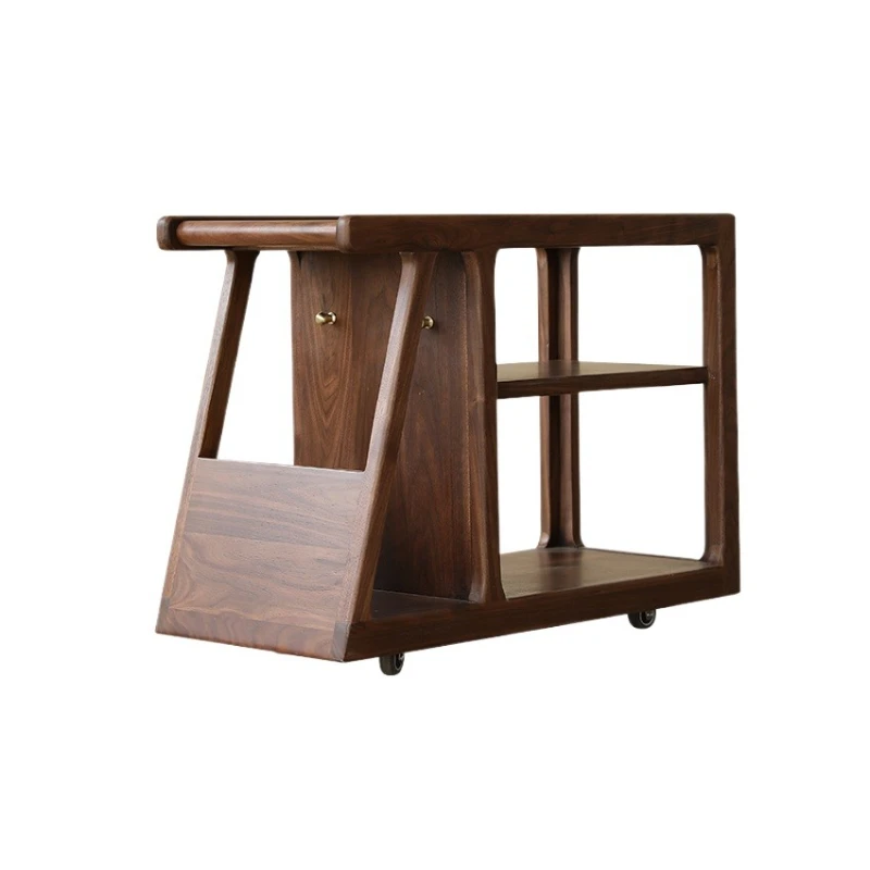 

Black walnut solid wood sofa side few trolleys sofa side cabinet living room removable small coffee table