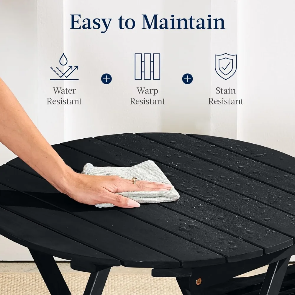 3-delige bistroset van acaciahout, opklapbaar terrasmeubilair voor achtertuin, balkon, terras met 2 stoelen, ronde koff