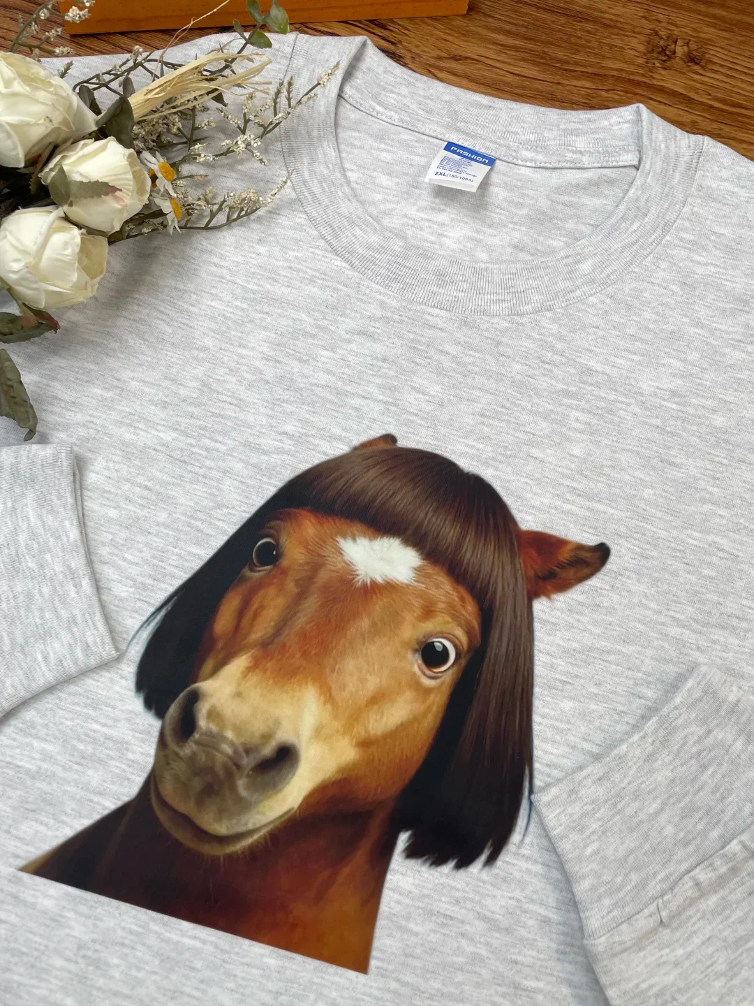 Creative Print Long Sleeve Cotton T-Shirt Unisex Loose Fit  Year Heavyweight Funny Joke Image Commuting Casual Style