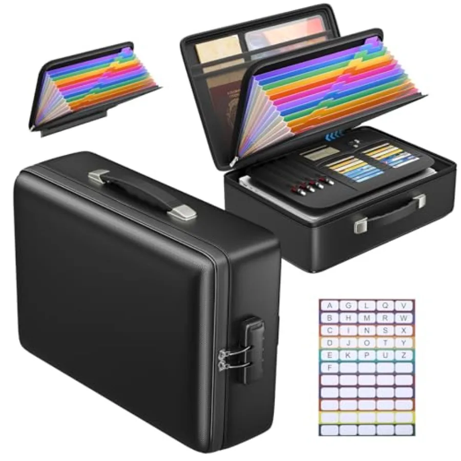 

Grothery 5200°F Fireproof Document Box with Lock Hard Case Fire Proof Safe for Home Document Safe Detachable Accordion File Org