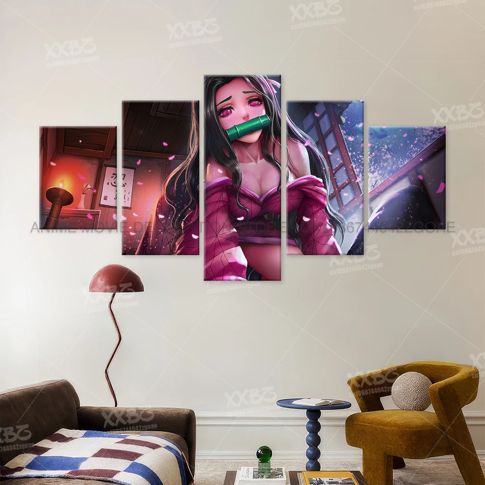 Dämonentöter Kamado Nezuko Charakter Wandkunst Bilder Drucke Poster Home Decor Anime Leinwand Innengemälde Zimmer rahmenlos – Detail 4
