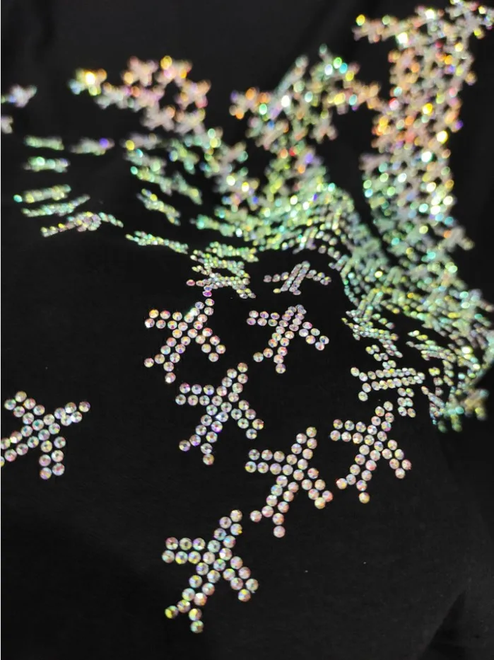 Rhinestone designer Novelty high quality T Shirt men casual cotton top Men\'s T-shirt Tee shirt 2024