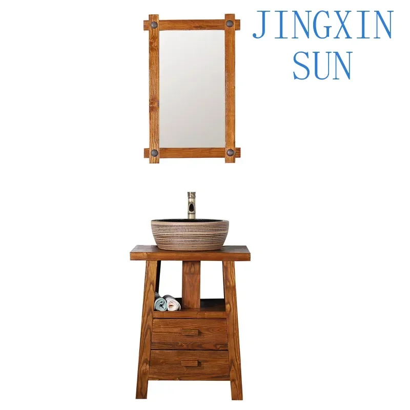 New Chinese washbasin cabinet combination balcony washstand bathroom cabinet antique
