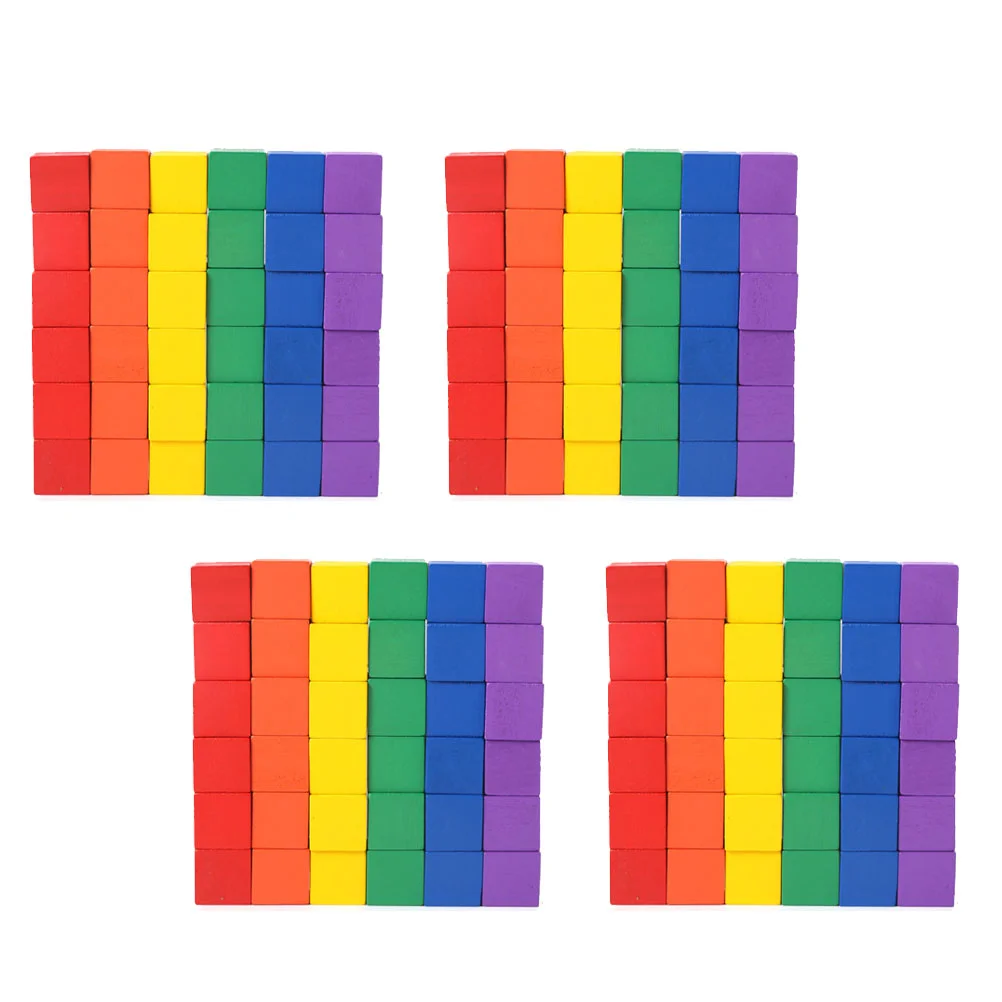

200 Pcs Colorful Blocks Wooden Craft Cube Small Piece Kids Educational Plaything DIY Bamboo