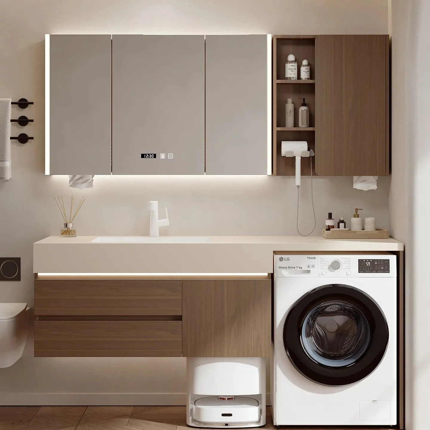 Slab Bathroom Cabinet Ceramic Integrated Basin Balcony Bathroom Cabinet Washstand Integrated Toilet Hand Wash Basin Combination