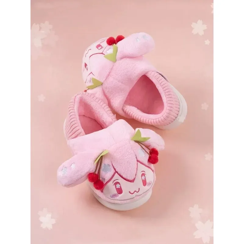 Hatsune Miku anime circostante cartone animato carino peluche pantofole di cotone caldo elastico con vite scarpe casual per la casa e