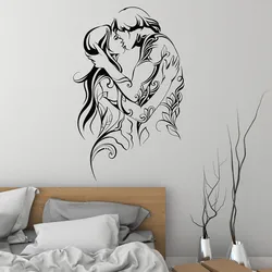 Love Couple Kiss Vinyl Wall Decal Couple Couple Adult Home Room Bedroom Art Wall Decoration Sticker Mural Lover Gift Q4