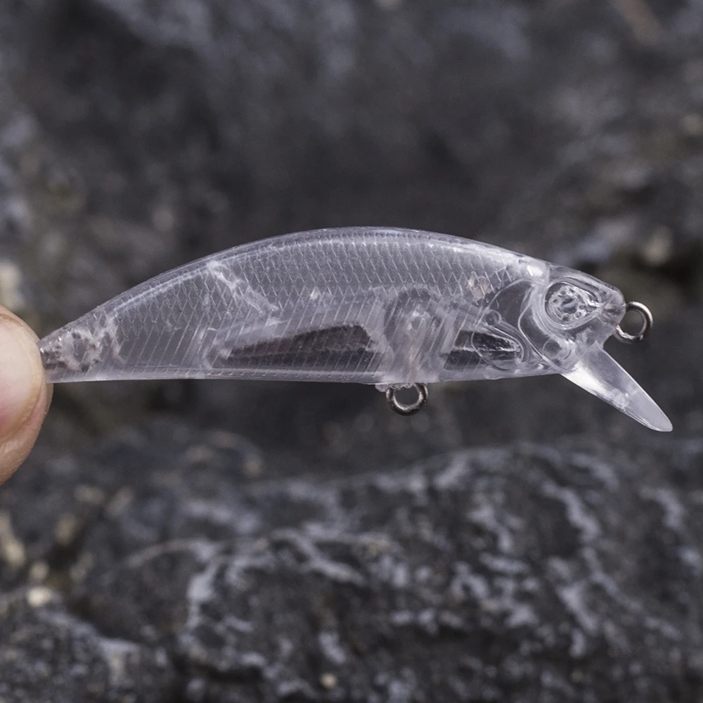 AYWFISH 15PCS Mini Sinking Minnow Unpainted Fishing Bait Transparent 5.5CM 4.2G Artificial Hard Small Shallow Diver Lure Blanks