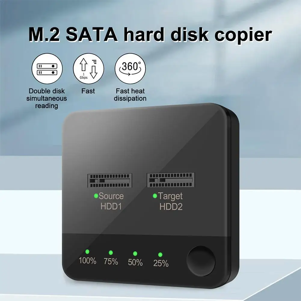 2 Bay M.2 SATA(B-KEY/B&M-KEY) Clone Docking Station Hard Disk Copier Dual Drawer Reading One-click Offline Copy