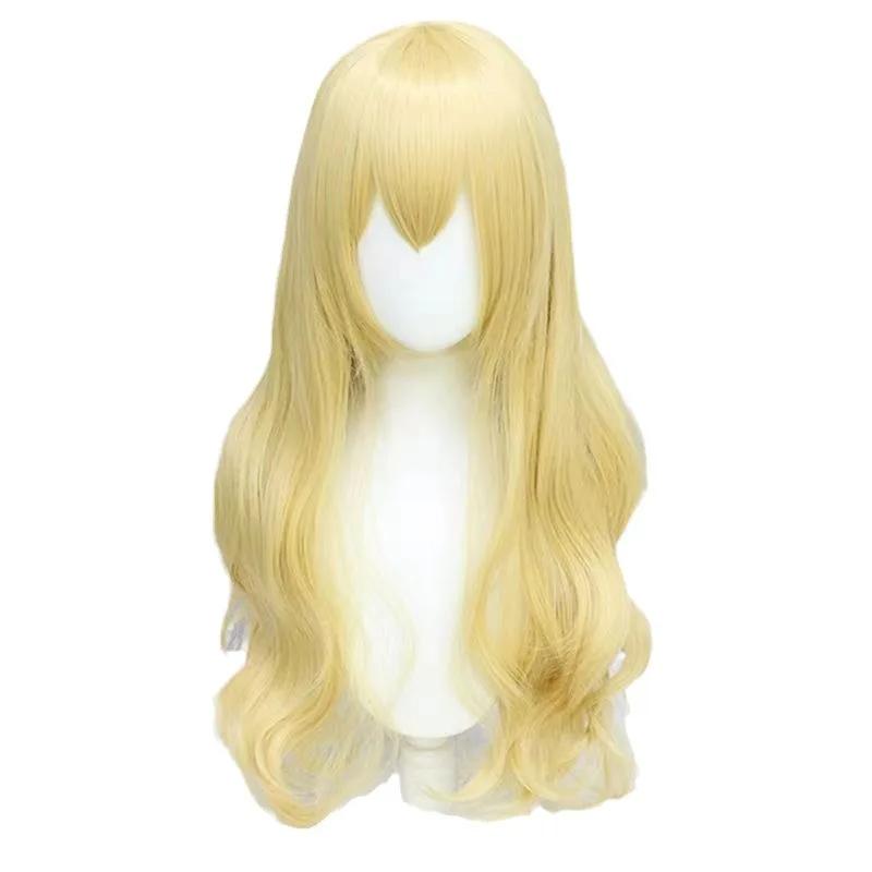 Kuroneko Cosplay Wig April Is In Your Lies Light Golden Big Waves Anime Cosplay