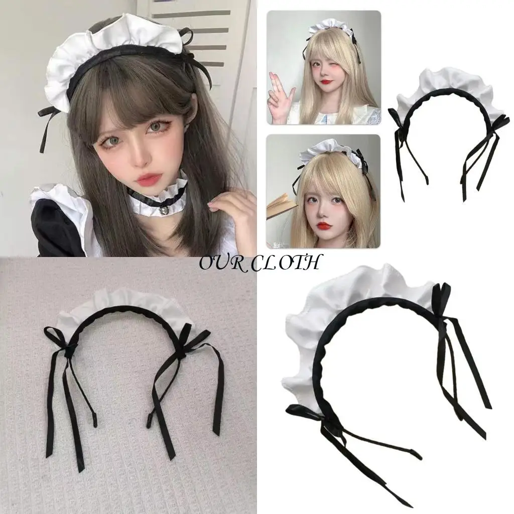

Maid Headpieces Ruffle Maid Headband Decorative Hair Hoop Halloween Cosplay Accessory For Women Girl Role Play Parties Y1AC