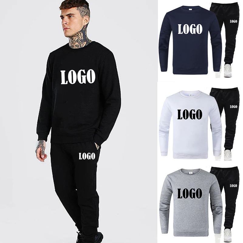 Customized Autumn Winter Men\'s Fashion Personality Tracksuit Casual Sweater and Trousers Two Piece Sets Streetwear Outdoor Sport