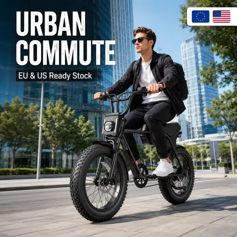 STROVAN US EU Brazil Stock V8 Single Speed Fat Tire Ebike for Adult Commuting and Outdoor Riding Factory Direct OEM ODM