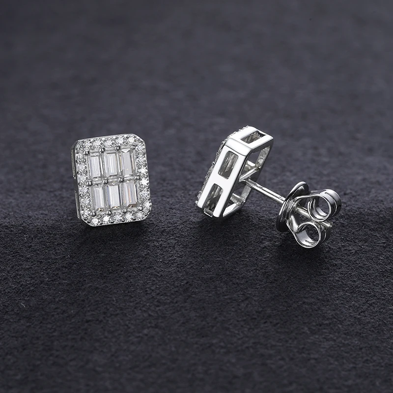 Top Quality 100% Square 925 Silver Earrings Fashion Classic VVS1 Baguette Moissanite Moissanite Earring For Women Jewelry