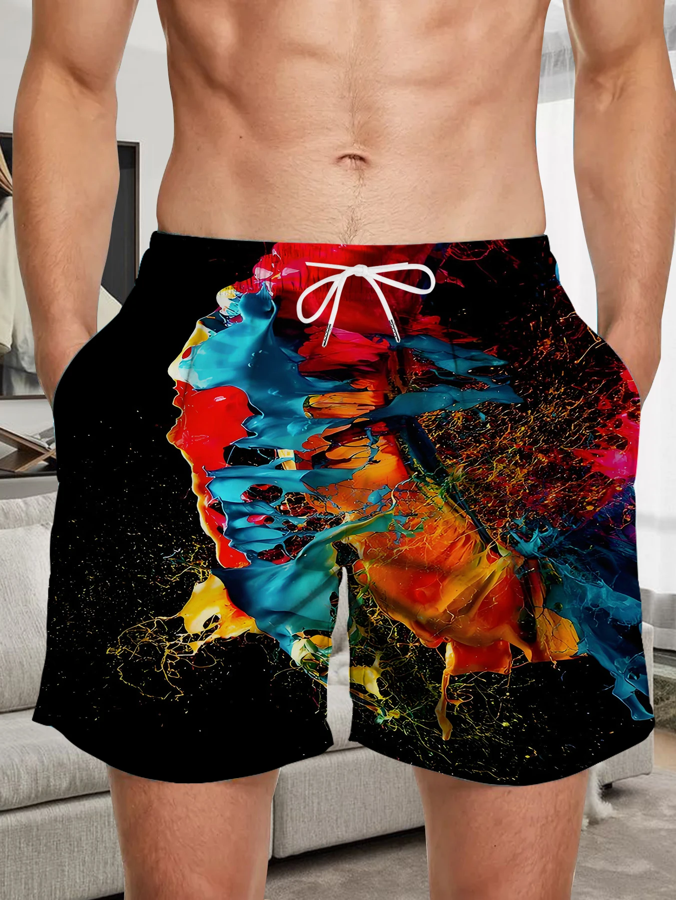 

Hip Hop Full Print Digital Shorts Men Breathable Quick Dry Beach Casual Trunks