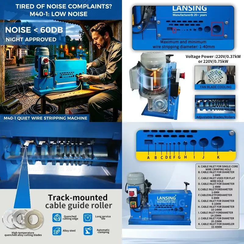 2026 Hot M40-1 4th Generation Newly Upgraded Automatic Dual-Blade Electric Wire Stripping Machine Hot Sale for Scrap Cable
