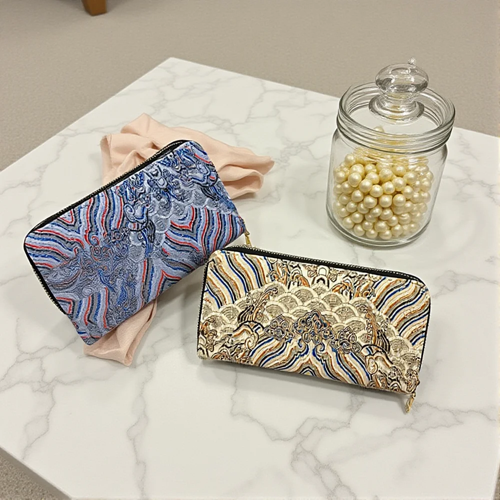 حقيبة يد بتصميم نمط، محفظة قديمة واسعة، محفظة متعددة البطاقات، محفظة طويلة للعمل اليومي في الحفلات، محفظة طويلة كلاسيكية