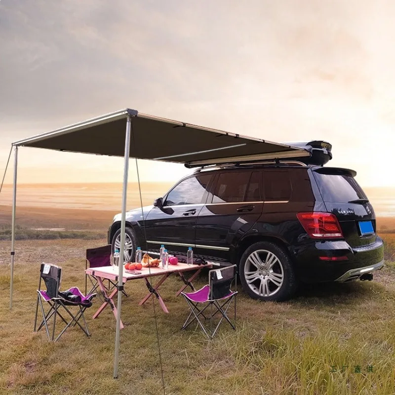 Car side tent, outdoor side canopy sunscreen rain car top sunshade shed curtain
