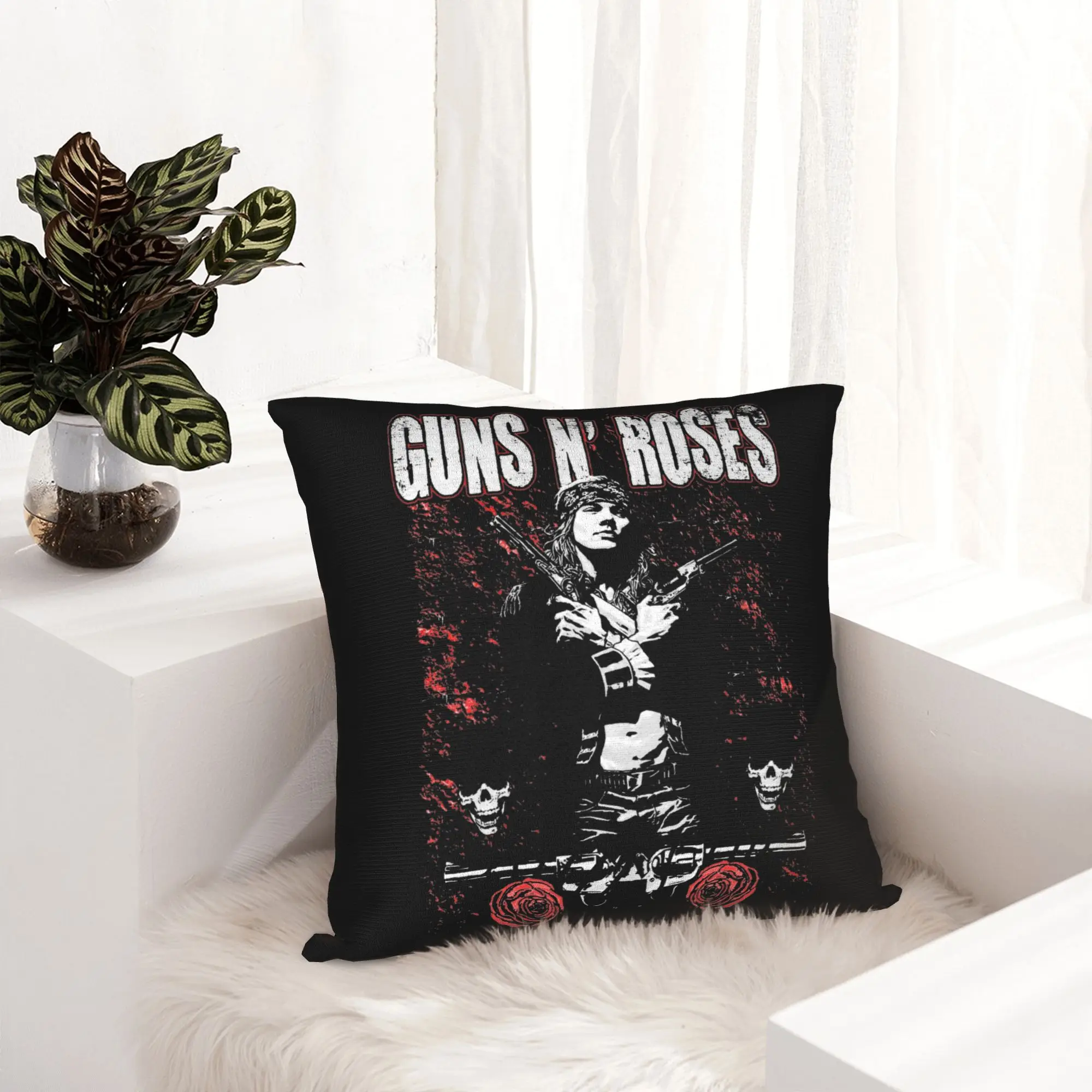 Rock Music Band G-Guns N Roses Pillowcase Printing Polyester Cushion Cover Decorations  Throw Pillow Case Cover Home Square 18''