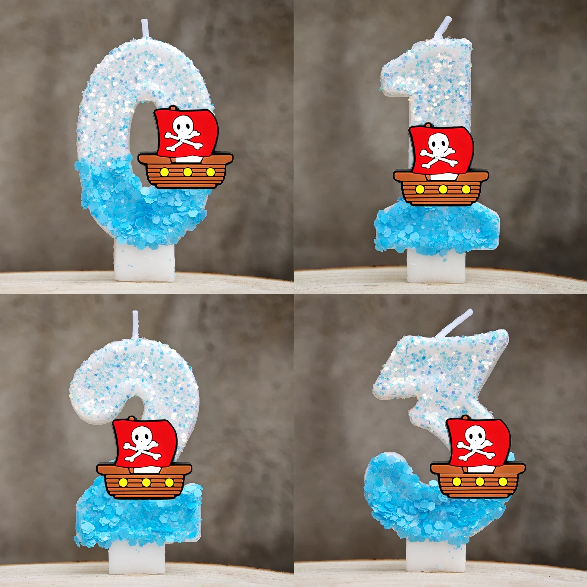 Pirate Theme Birthday Candles One Piece Cartoon Cake Topper Candle Birthday Party Decorations Cake Decor for Boys Girls