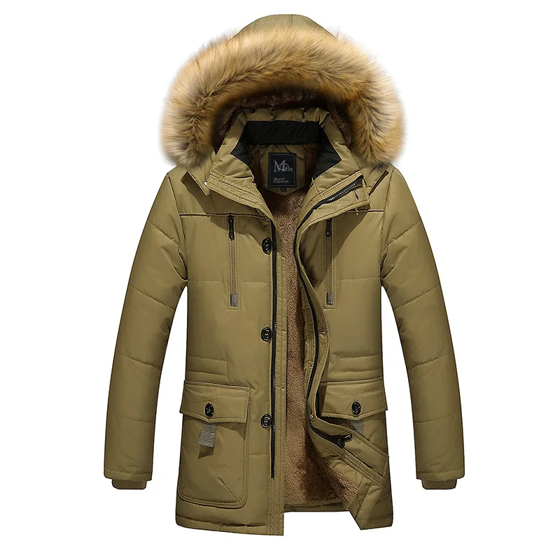 

Winter Plus Velvet Parkas Men's Cotton Clothing Men's Mid-length Jacket Men's Hooded Fleece Jacket Loose Cotton Suit Parkas