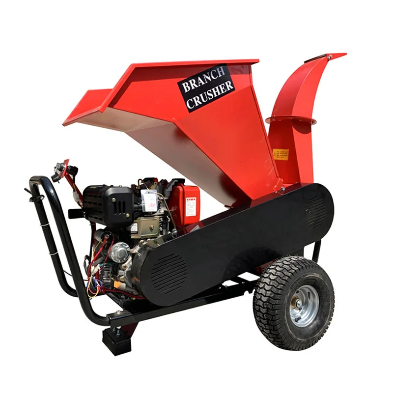 Mobile branch crusher, orchard household electric branch crusher, wheeled 10 cm branch crusher