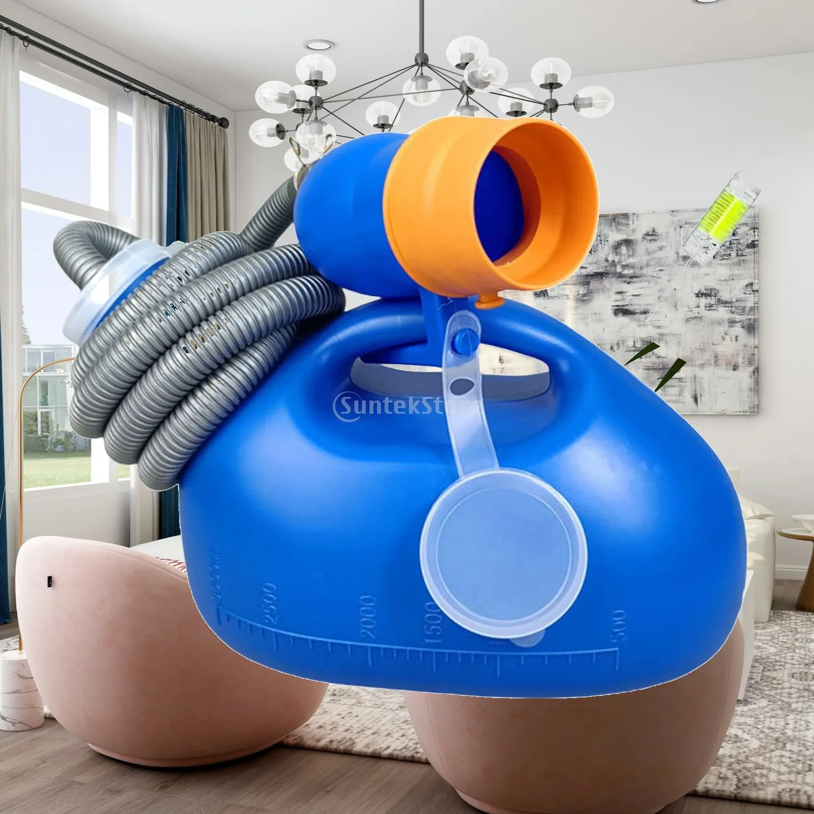 Male Urinal Bottle with Scale Portable Pee Pot Removable Cover Camping Car Travel for Seniors Boys Outdoor