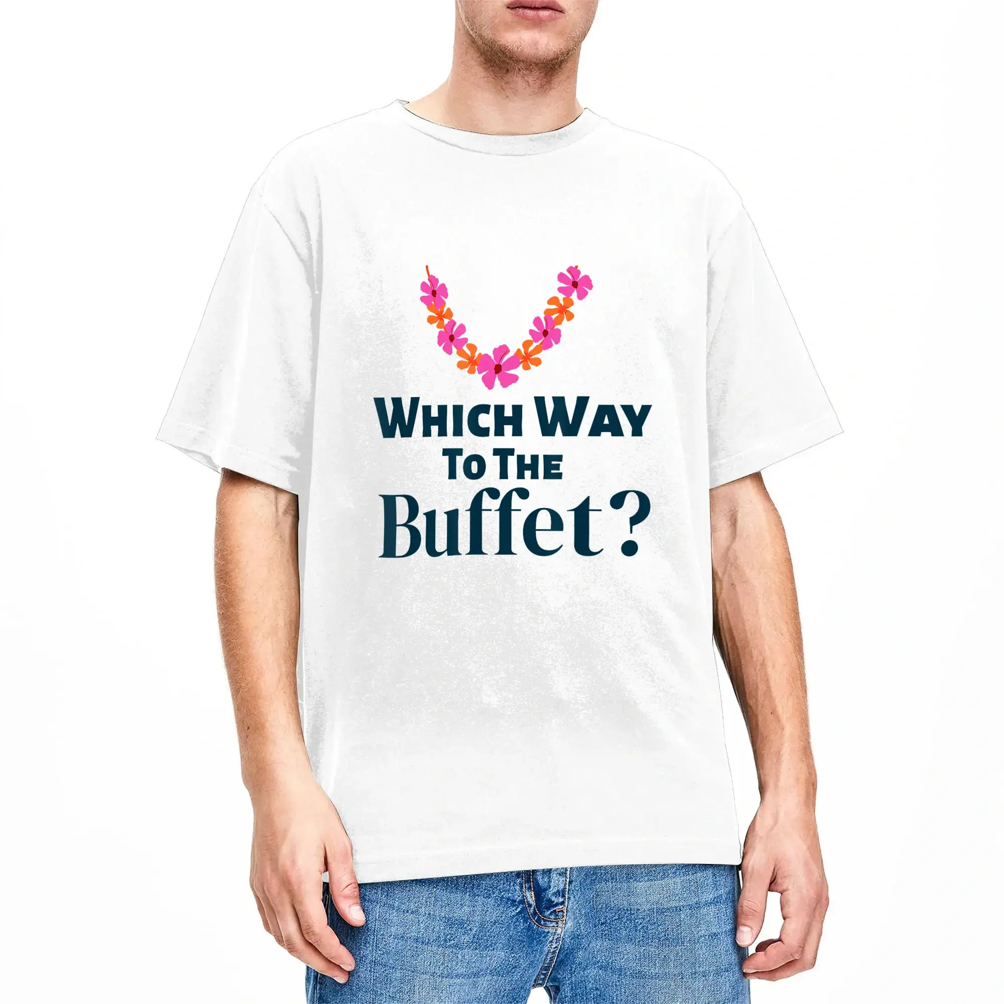 Men Tacky Tourist Which Way to the Buffet T-Shirts  Pure Cotton Top Tees Summer Y2K Funny Short-Sleeve T Shirt O Neck Tee Shirt