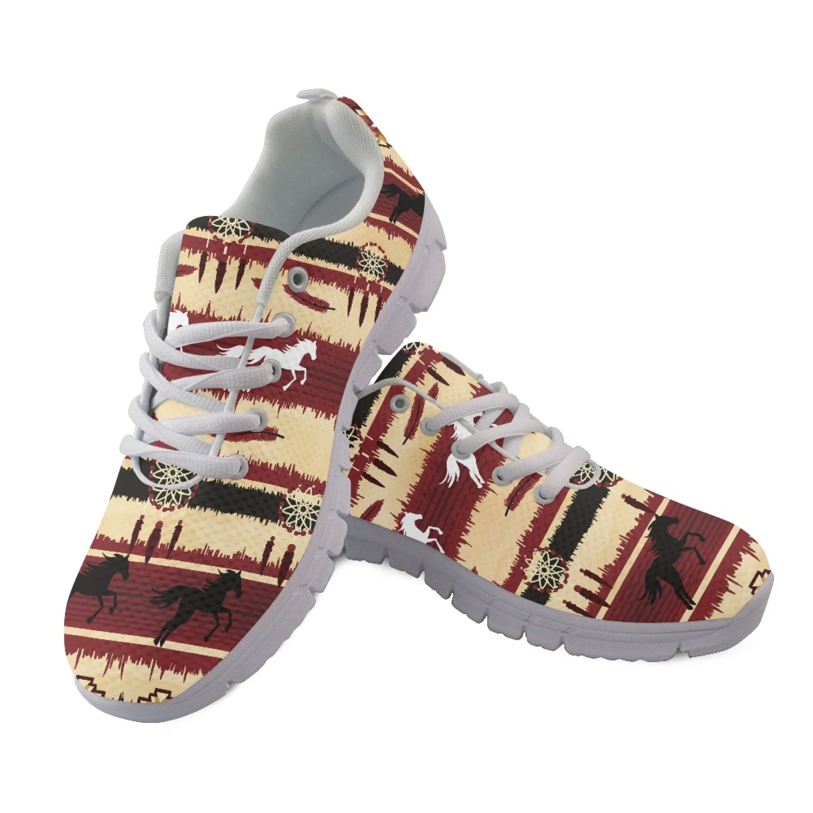 Coloranimal Floral Horse Print 2026 New Running Shoes Mens Lace Up Athletic Trainers Low Top Sports Tennis Shoes for Women