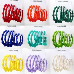 3Pairs Matte Colorful Acrylic Large Bamboo Geometric Hoops Punk Triangle Trapezoid Circle Huggies Earrings for Women Jewelry Set