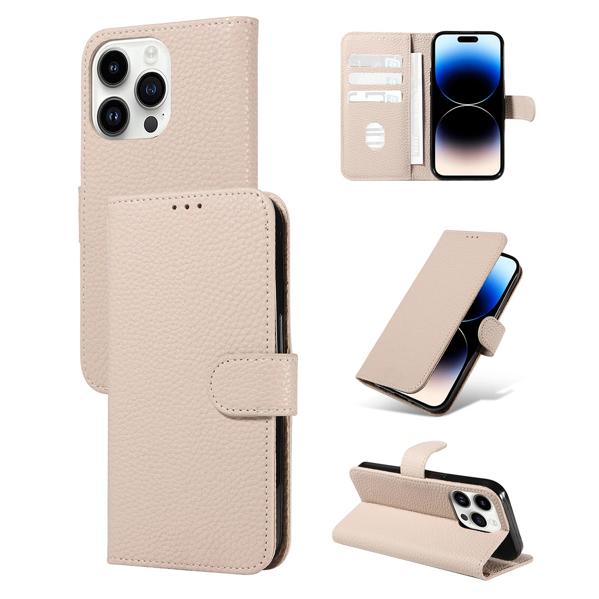 

Чехол для телефона из искусственной кожи с рисунком личи для Iphone 16promax 15 14 Plus 13 12 mini 11 Pro Max 7 8 XS Series, чехол-бумажник с раскладушкой