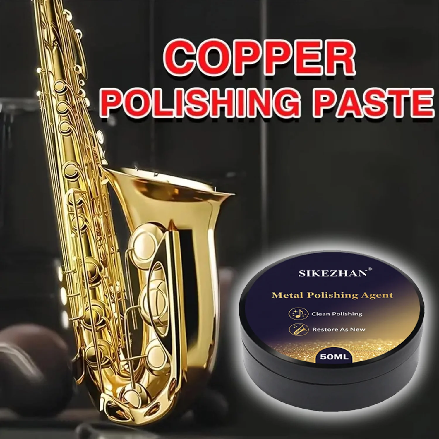 Metal Instrument Polishing Cream – Clean Polish Restore, Anti‑Tarnish, for Trumpet/Trombone/Saxophone/Flute/Clarinet Keys