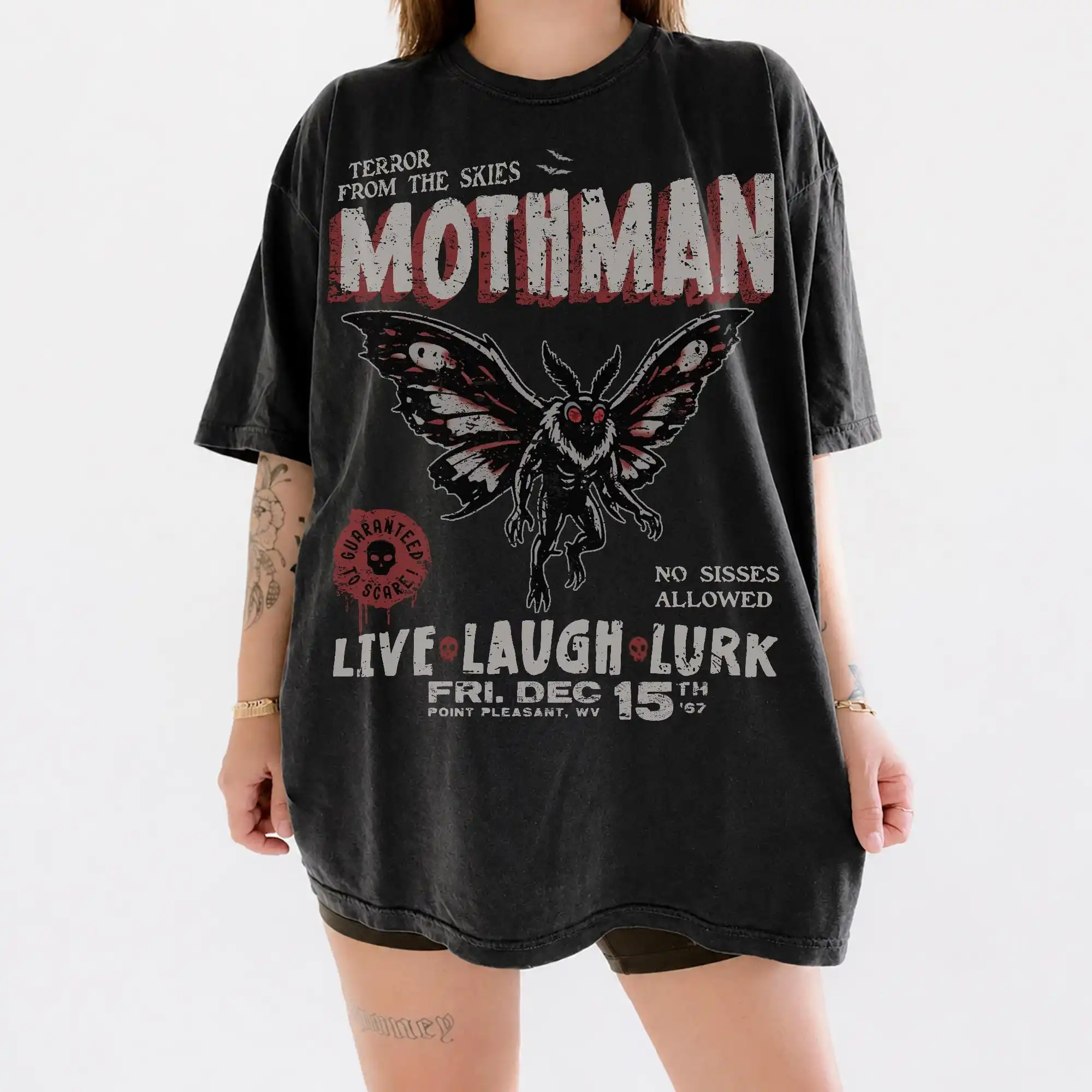 Mothman Shirt Live Laugh Lurk ® Cryptid Tee Vintage Halloween Shirt 90s Cult Classic Horror Shirt Monster Lover Gift