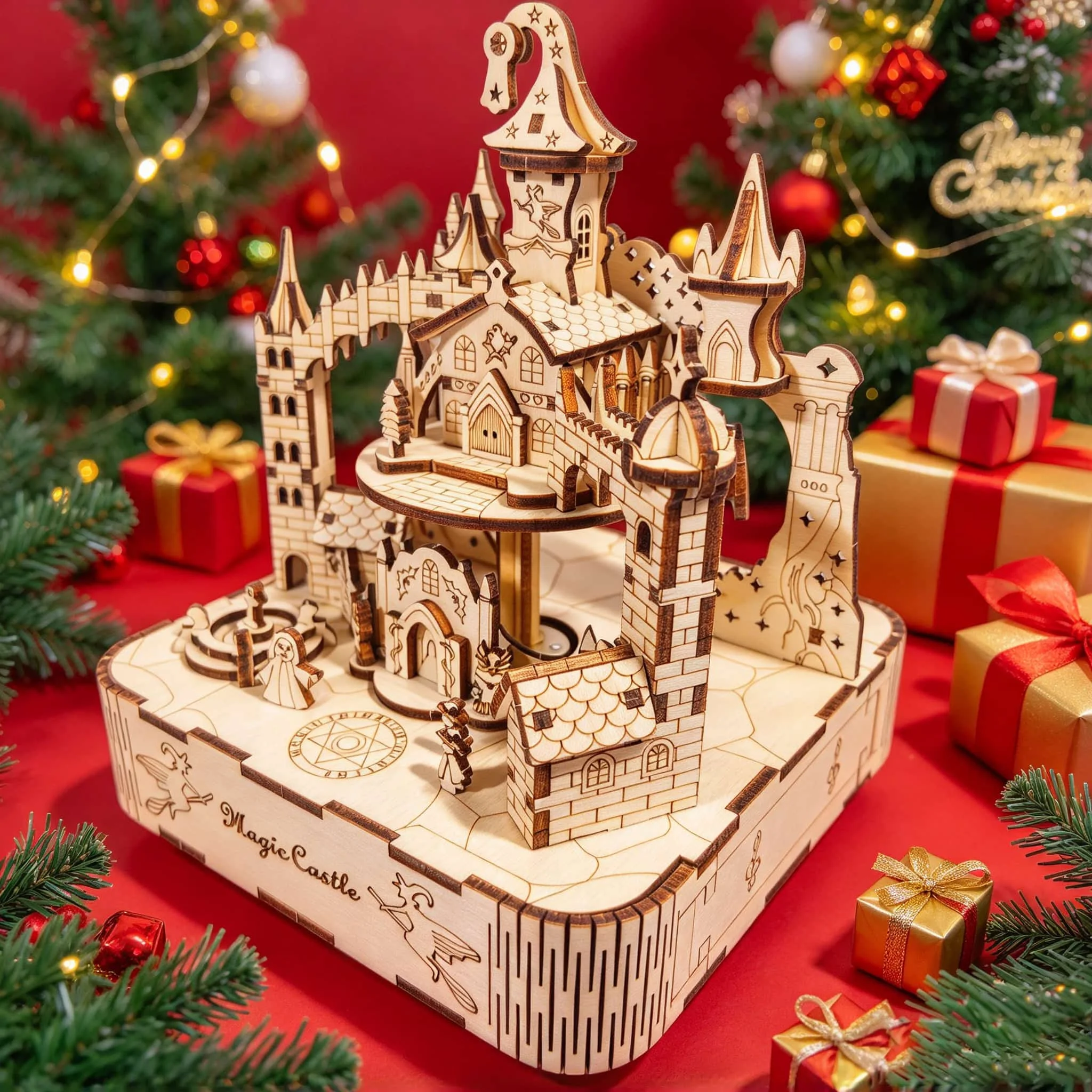 DIY 3D Wooden Magic Castle Puzzle Educational Construction Toy Creative Gift & Tabletop Decoration